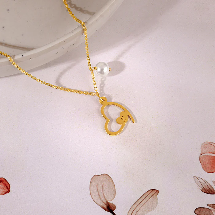 Golden Personalised Classic Heart Necklace - Image 3