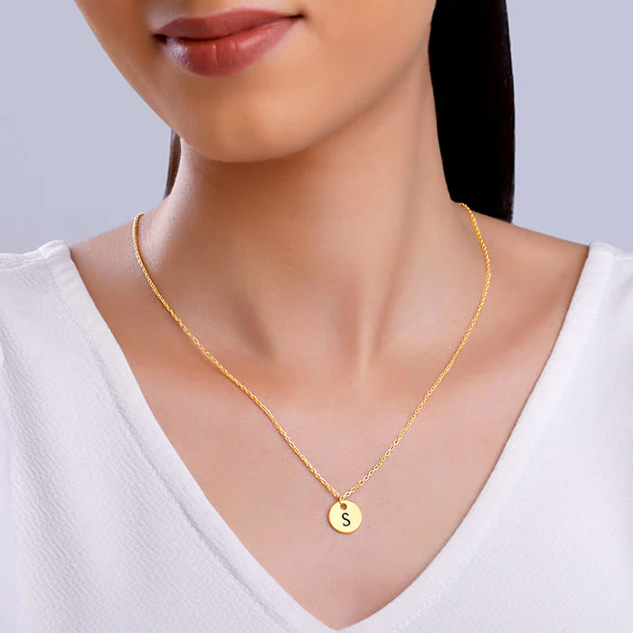 Golden Personalised Classic Initial Pendant with Link Chain - Image 4