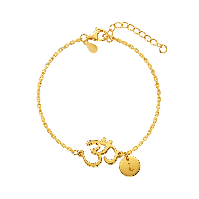 Golden Personalised Classy Om Heartbeat Bracelet - Image 2