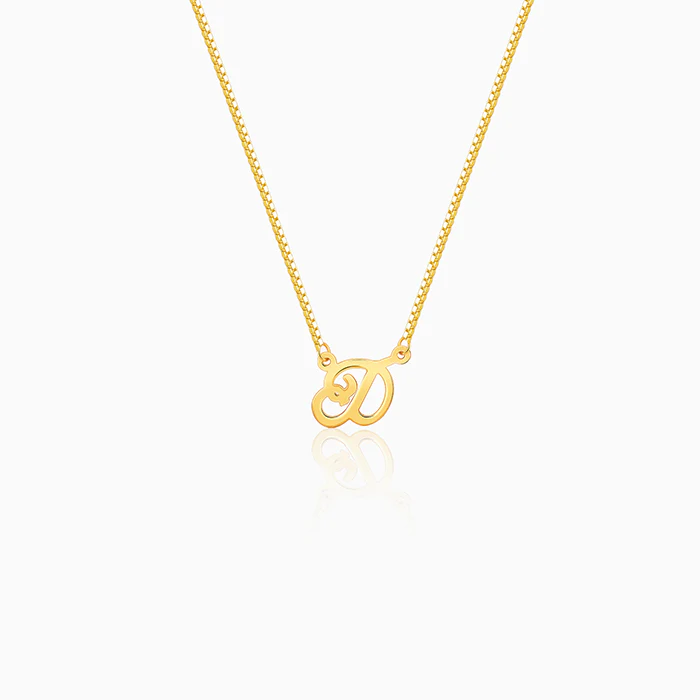 Golden Personalised Cursive Initial Necklace