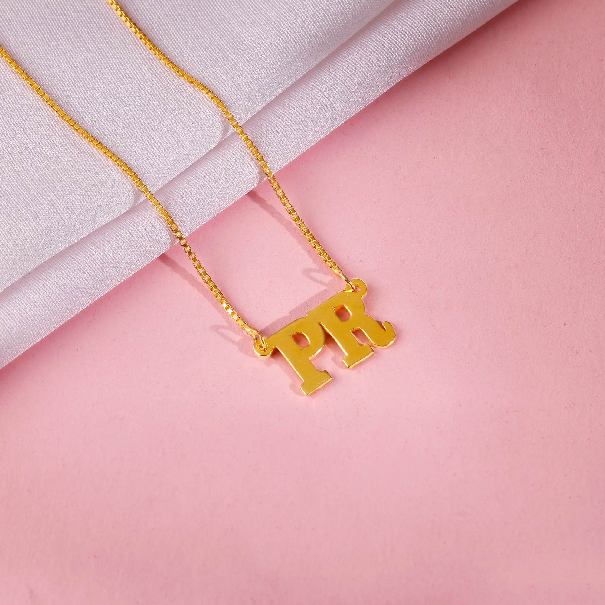 Golden Personalised Dual Initial Necklace - Image 3