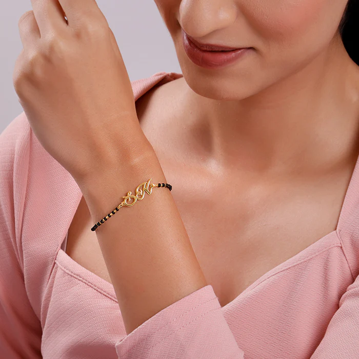 Golden Personalised Eternal Initial Mangalsutra Bracelet - Image 3