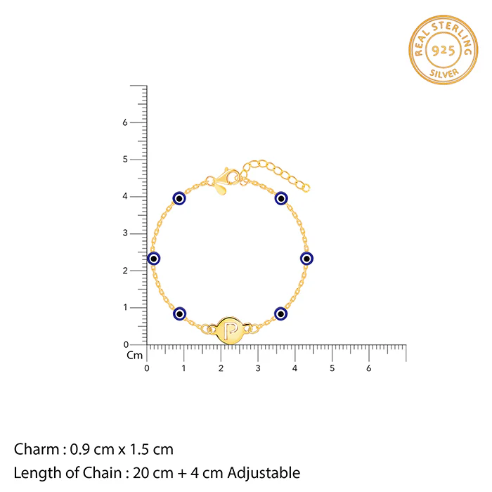 Golden Personalised Evil Eye Initial Bracelet - Image 5
