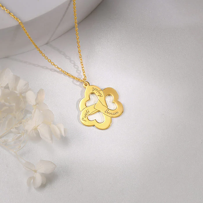 Golden Personalised Floral Love Name Necklace - Image 3