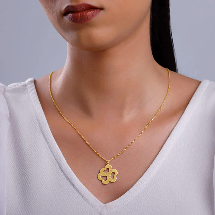 Golden Personalised Floral Love Name Necklace - Image 4
