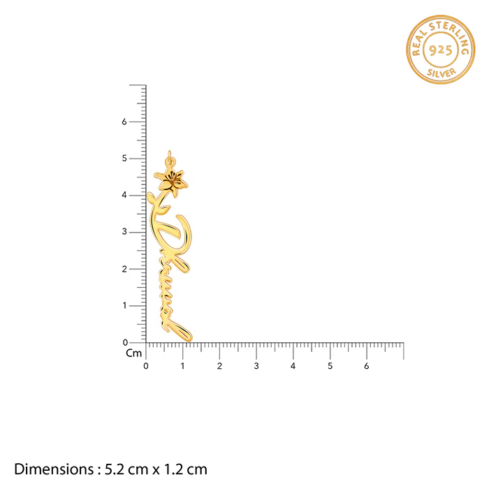 Golden Personalised Flower Name Pendant with Link Chain - Image 5