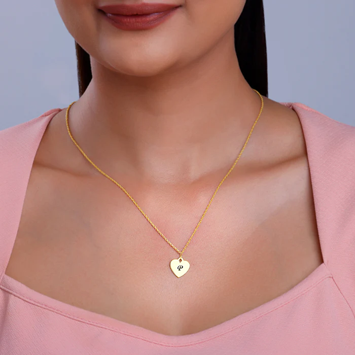 Golden Personalised Heart Initial Pendant With Link Chain - Image 3