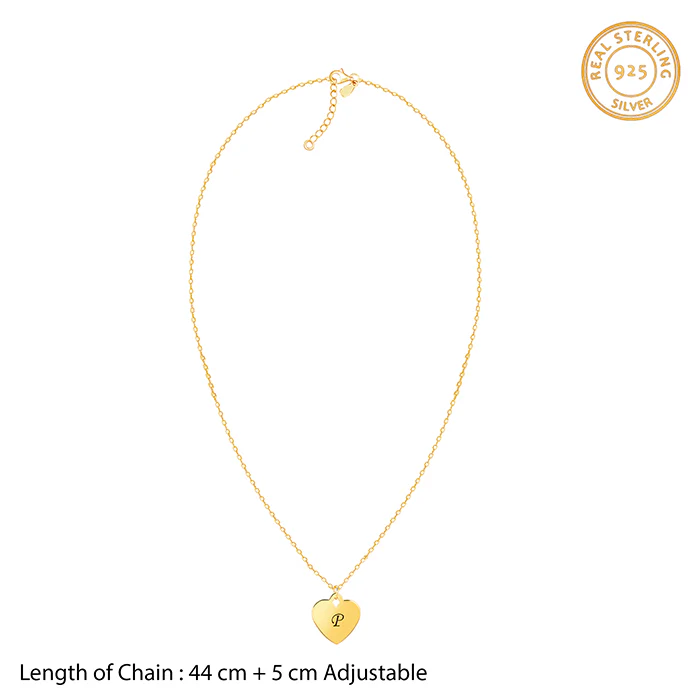 Golden Personalised Heart Initial Pendant With Link Chain - Image 5