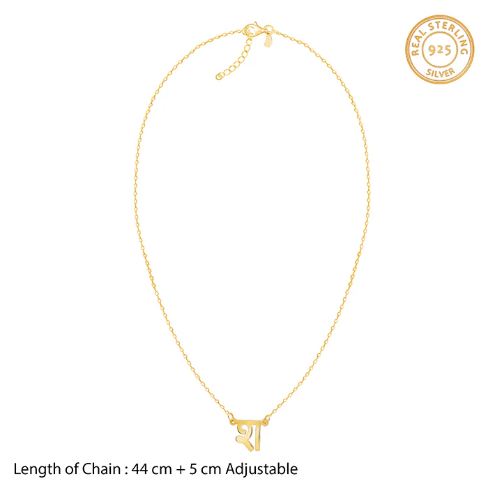 Golden Personalised Hindi Initial Evil Eye Necklace - Image 6