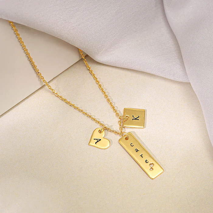 Golden Personalised Initial Charm Pendant With Link Chain - Image 2