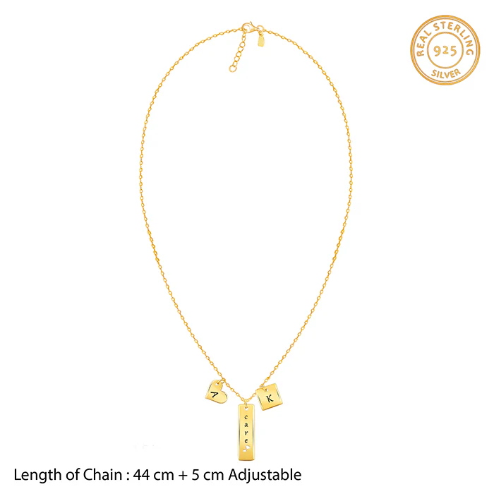 Golden Personalised Initial Charm Pendant With Link Chain - Image 5