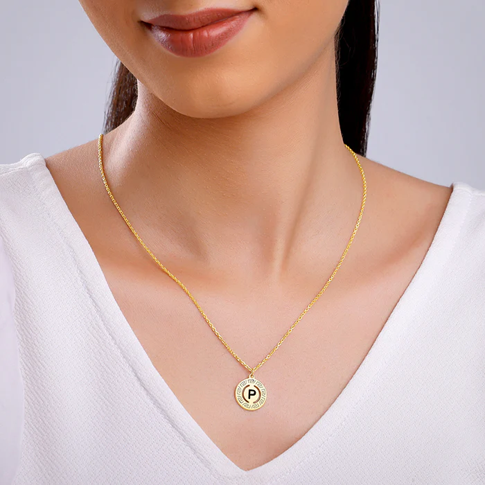 Golden Personalised Initial Grace Pendant with Link Chain - Image 4
