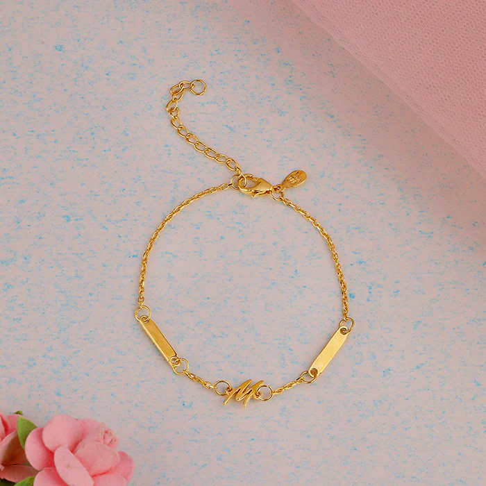 Golden Personalised Letter Charm Bracelet - Image 2