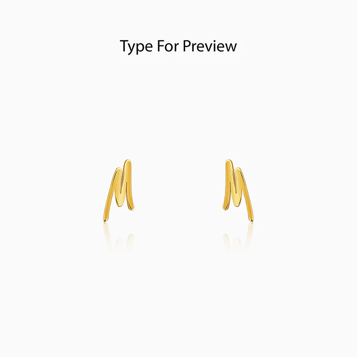 Golden Personalised Letter Stud Earrings