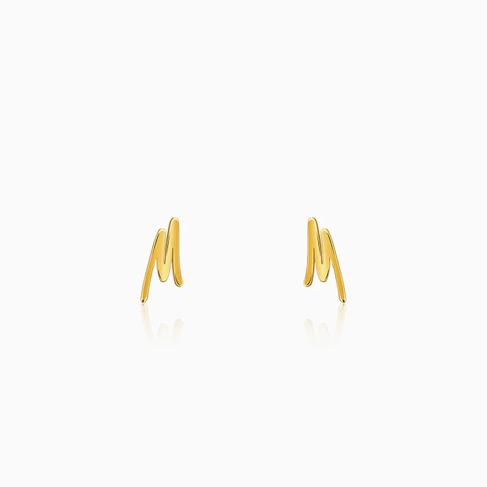 Golden Personalised Letter Stud Earrings - Image 2