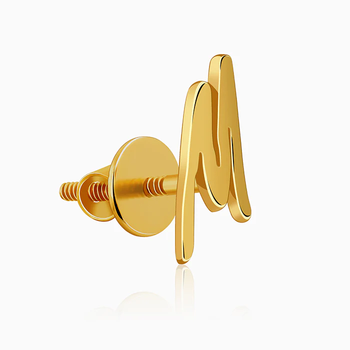 Golden Personalised Letter Stud Earrings - Image 5