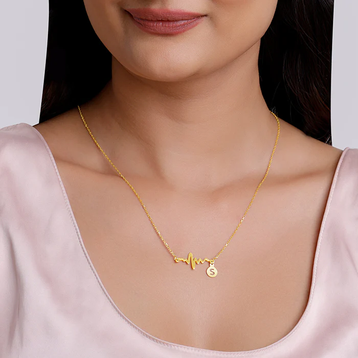 Golden Personalised Lifeline Initial Necklace - Image 3