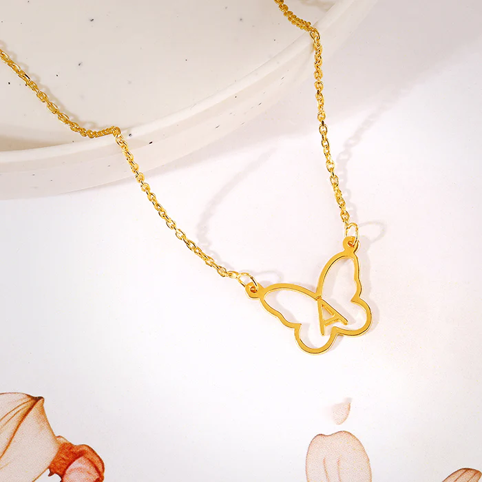 Golden Personalised Like a Butterfly Necklace - Image 3