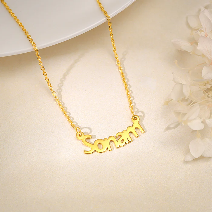 Golden Personalised Name in Bold Necklace - Image 2