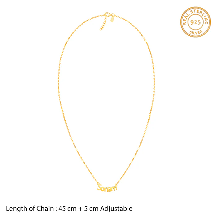 Golden Personalised Name in Bold Necklace - Image 5