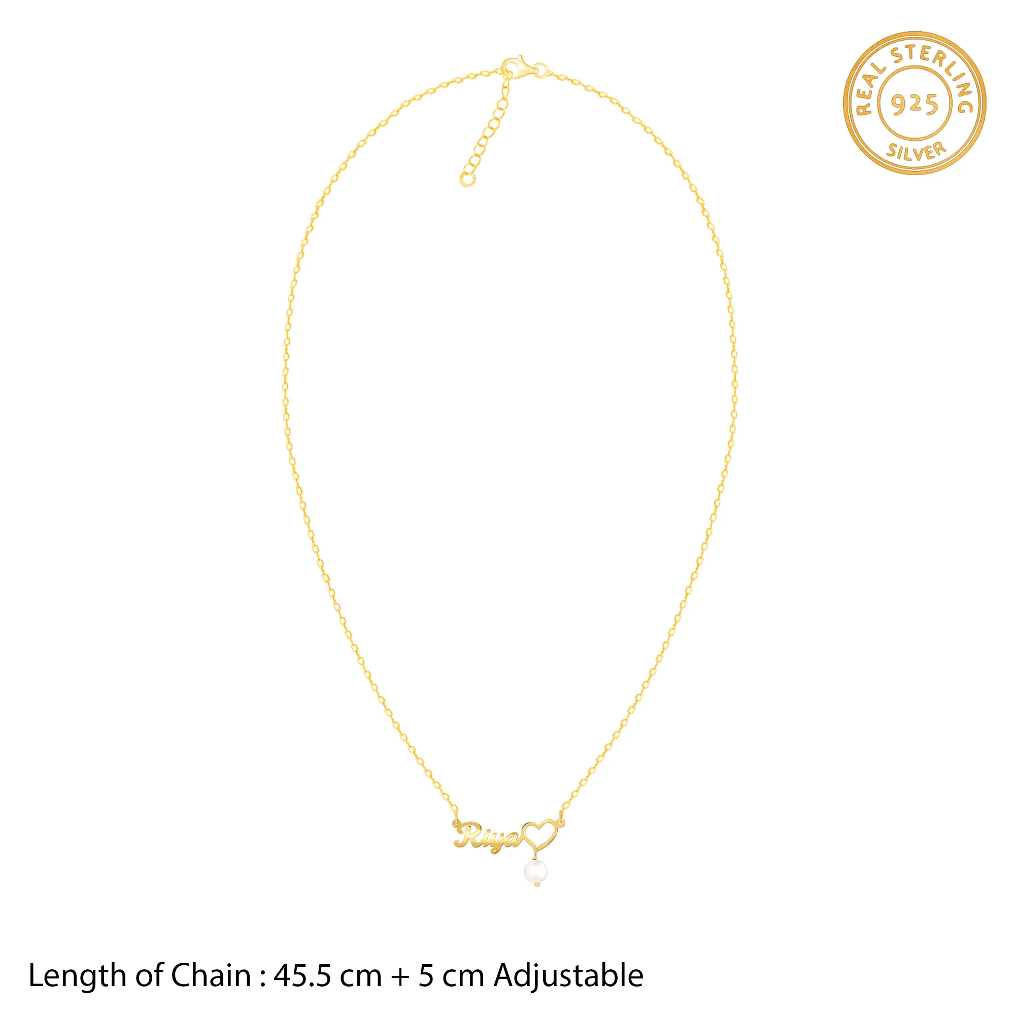 Golden Personalised Pearl Heart Necklace - Image 6