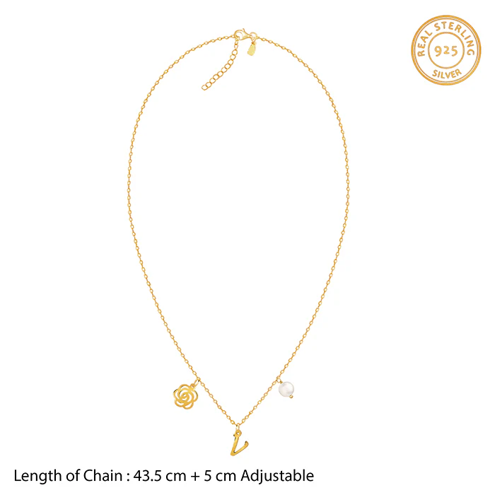 Golden Personalised Pearl Rosey Necklace - Image 6