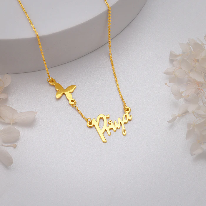 Golden Personalised Pretty Butterfly Necklace - Image 2