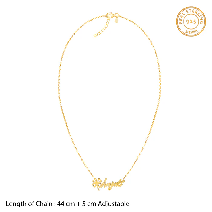 Golden Personalised Serendipity Clover Necklace - Image 5