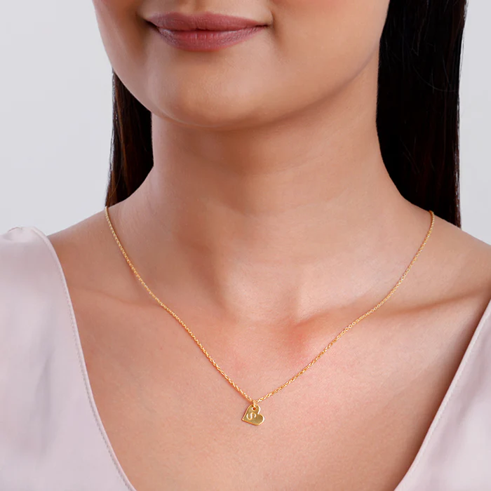 Golden Personalised Shy Heart Pendant - Image 5
