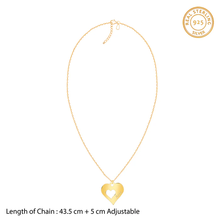 Golden Personalised Shy Heart Pendant - Image 8