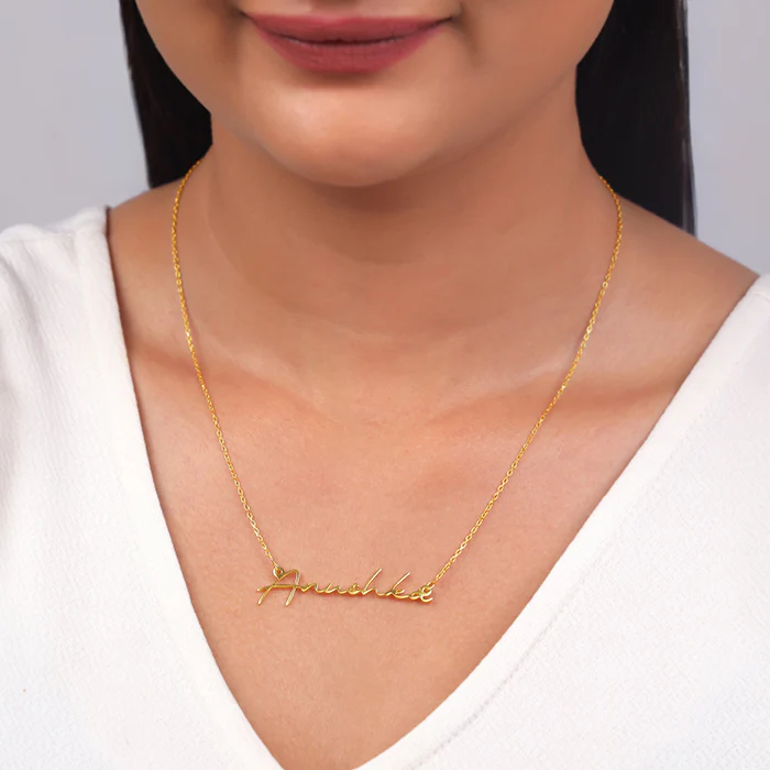 Golden Personalised Signature Name Necklace - Image 4