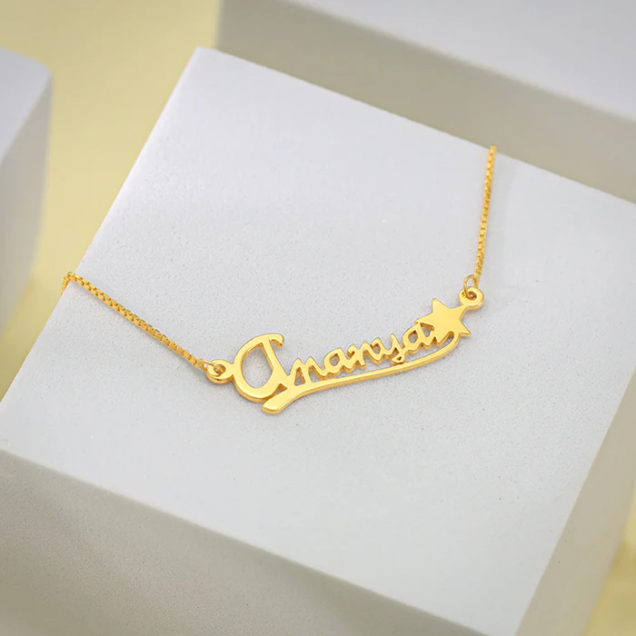 Golden Personalised Star Necklace - Image 3