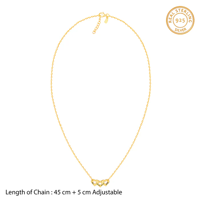Golden Personalised Triple Heart BFF Necklace - Image 6