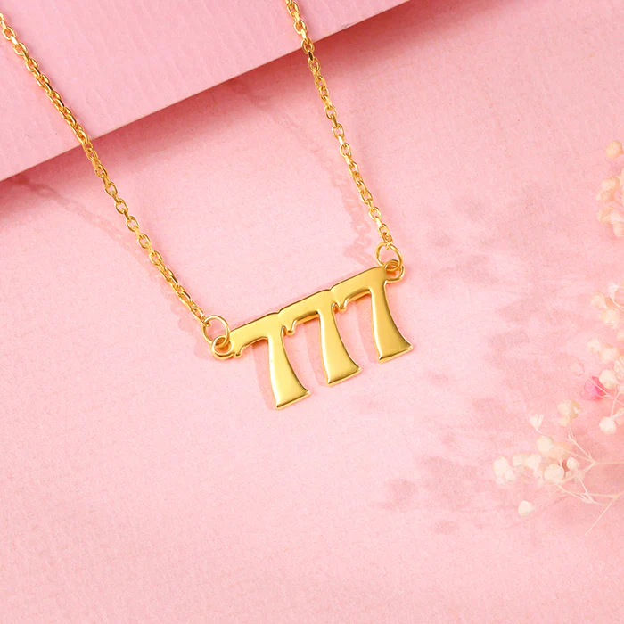 Golden Personalised Triple Numeric Necklace - Image 3
