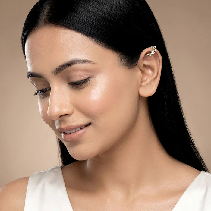 Golden Play Loop Hoop Earrings - Image 3