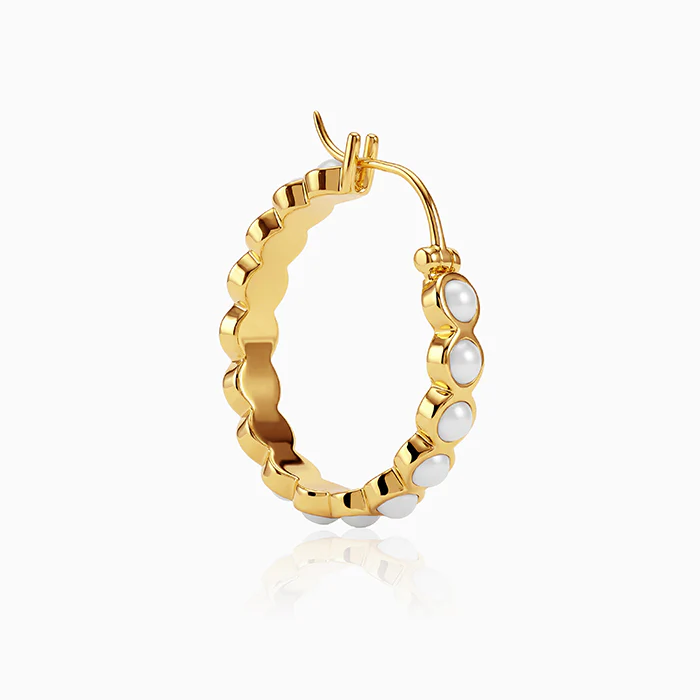 Golden Pola Pearl Hoops - Image 4