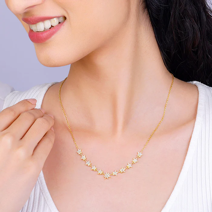 Golden Radiating Star Necklace - Image 3