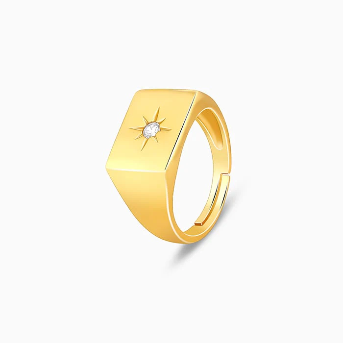 Golden Rise Star Signet Ring For Him - Image 4