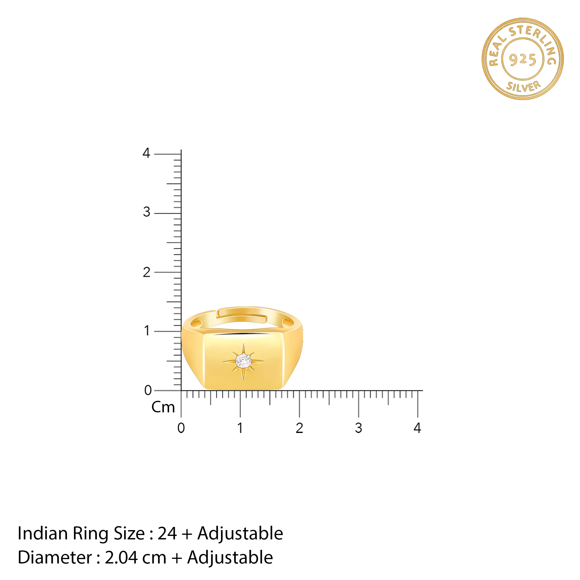 Golden Rise Star Signet Ring For Him - Image 6