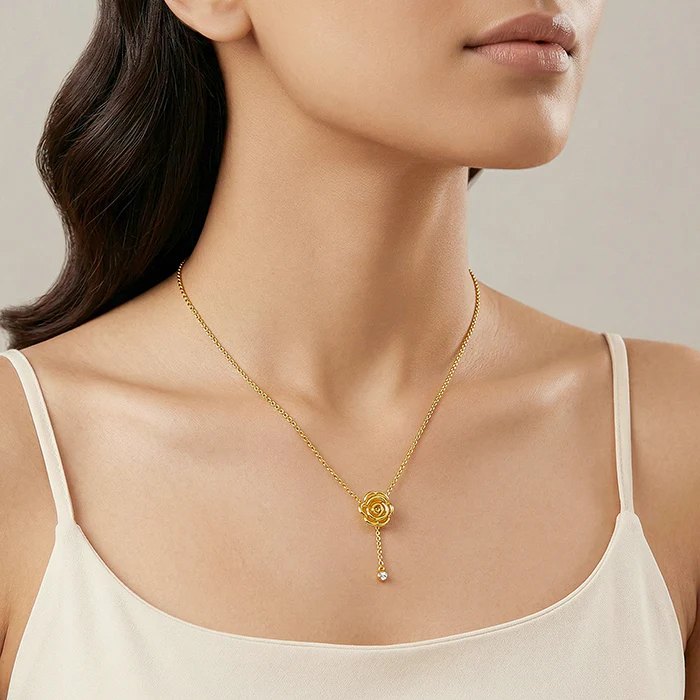 Golden Rosaline Lariat Necklace - Image 3