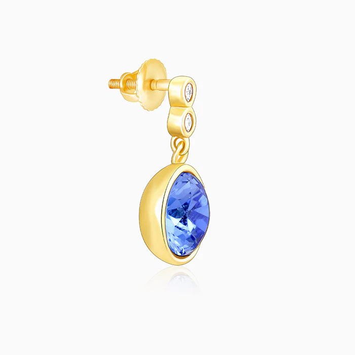 Golden Sapphire Blue Sphere Earrings - Image 4
