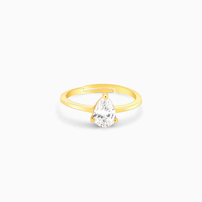 Golden Simple Zirconia Ring