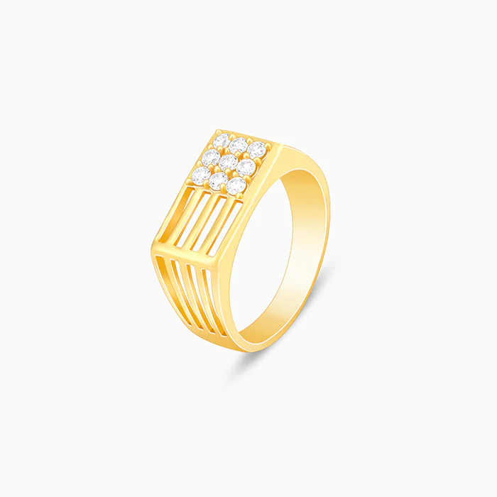 Golden Square in Rectangle Ring For Him - Image 5