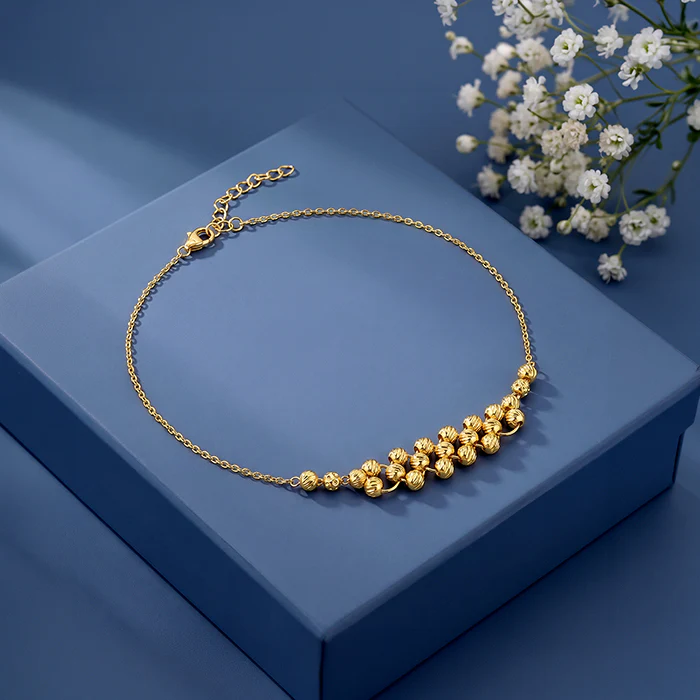 Golden Stream Bead Anklet - Image 2