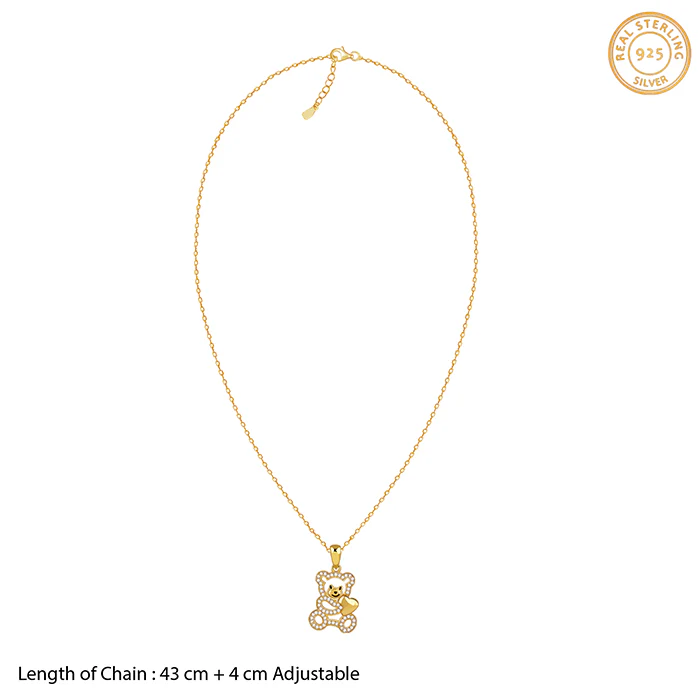 Golden Teddy Hug Pendant With Link Chain - Image 5