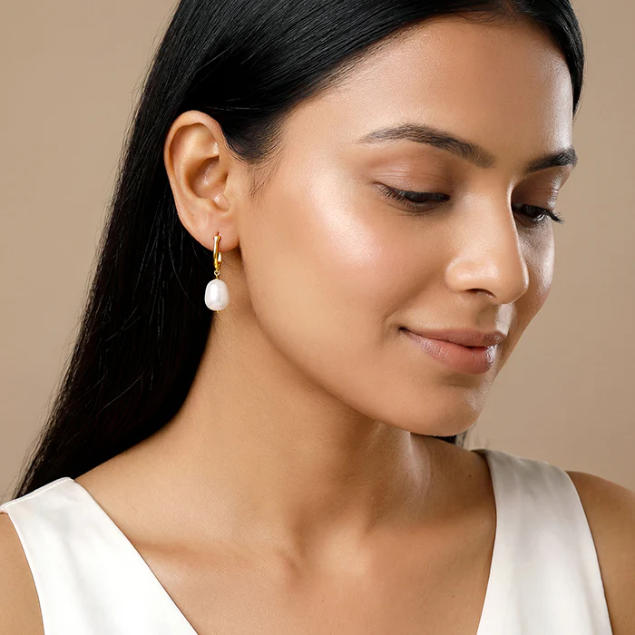 Golden Thelma Pearl Drop Earrings - Image 3
