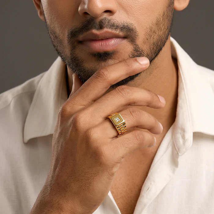 Golden Titan Square Ring For Him (Size 19) - Image 3