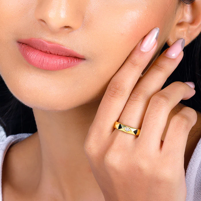 Golden Tri-Facet Ring For Her - Image 3