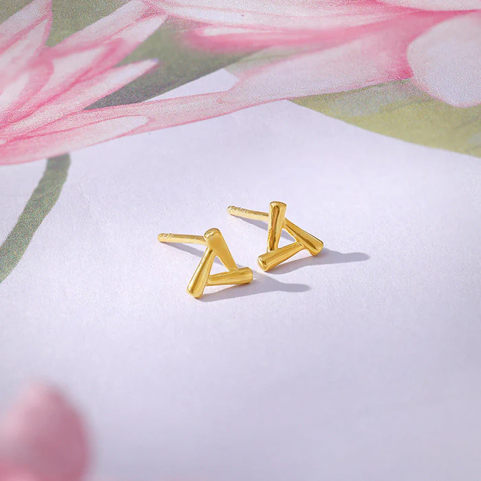 Golden Triangle Stud Earrings - Image 2