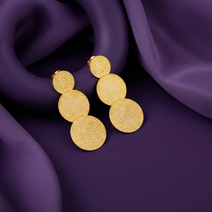 Golden Trinity Orbit Dangler Earrings - Image 2